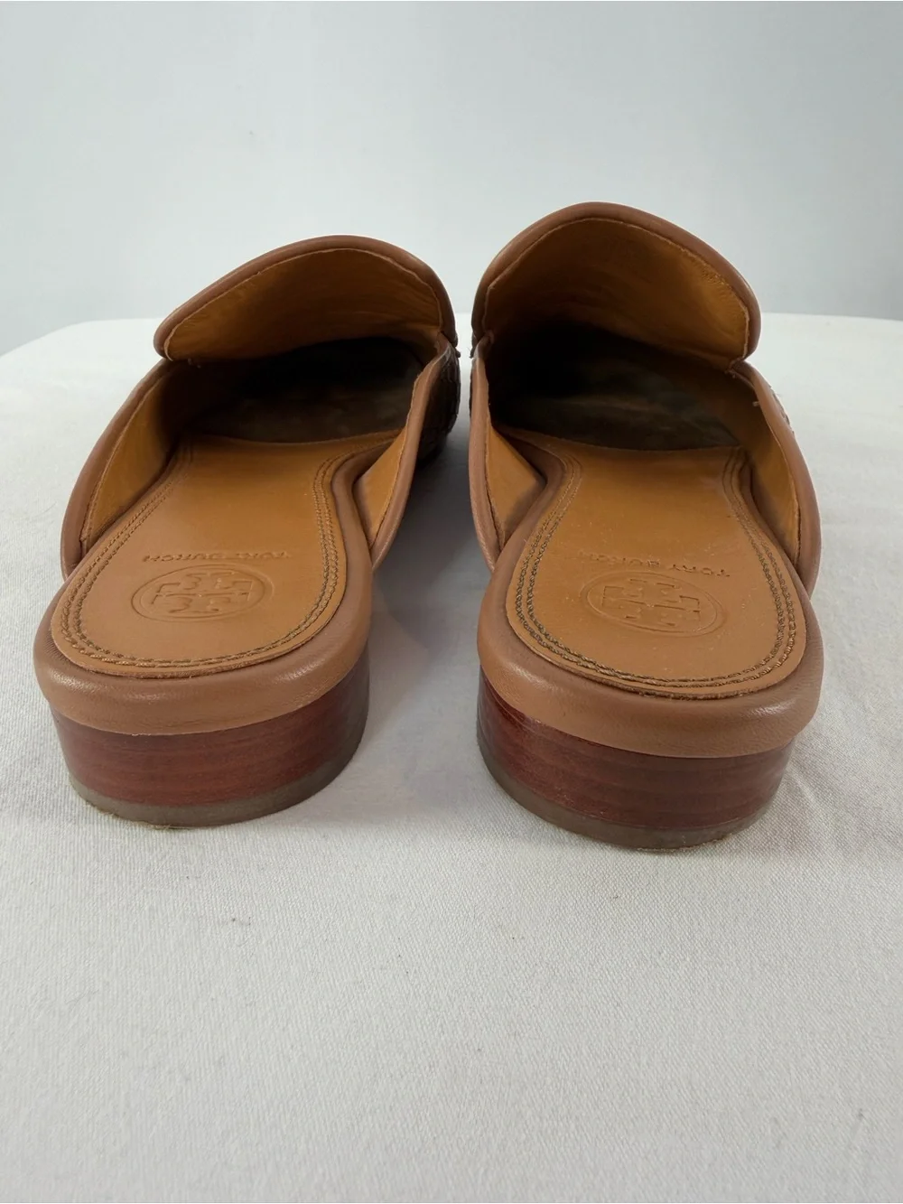 Tory Burch Benton Woven Mules in Moose Brown Size 10